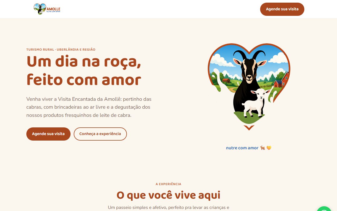 Site da Amollê Capril, feito pela Alta7
