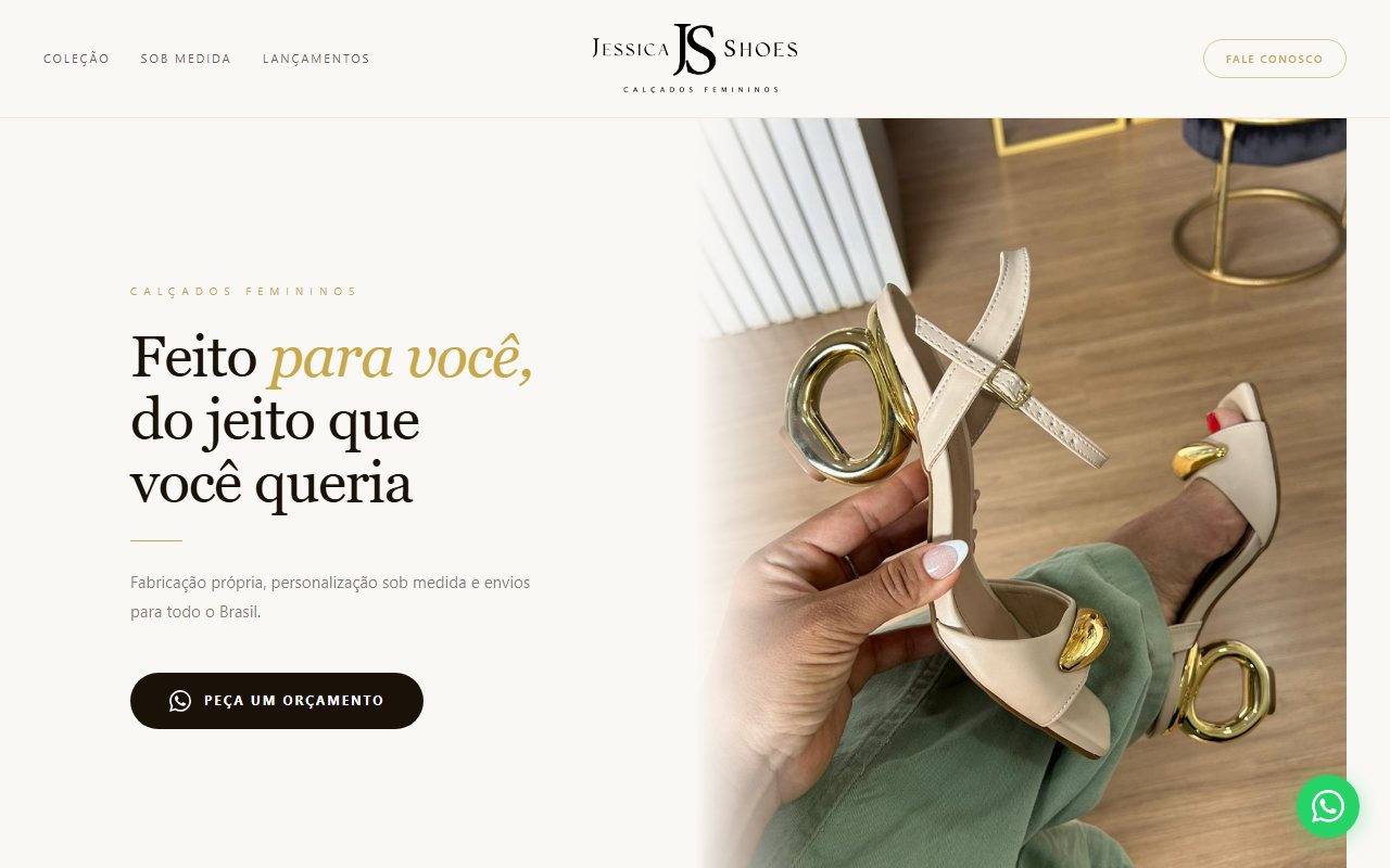 Site da Jessica Shoes, calçados femininos com fabricação própria, criado pela Alta7